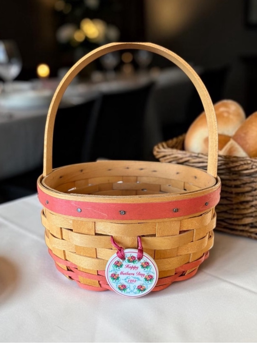 Vintage Longaberger Mauve and Tan Happy Mother’s Day 1998 Basket